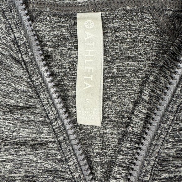 Athleta Pacifica Crosscurrent Hooded Jacket S Heather Gray, Ruched Zip, UPF - Picture 3 of 14